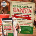 vintage santa claus event flyers for company party or breakfast with santa event invitations